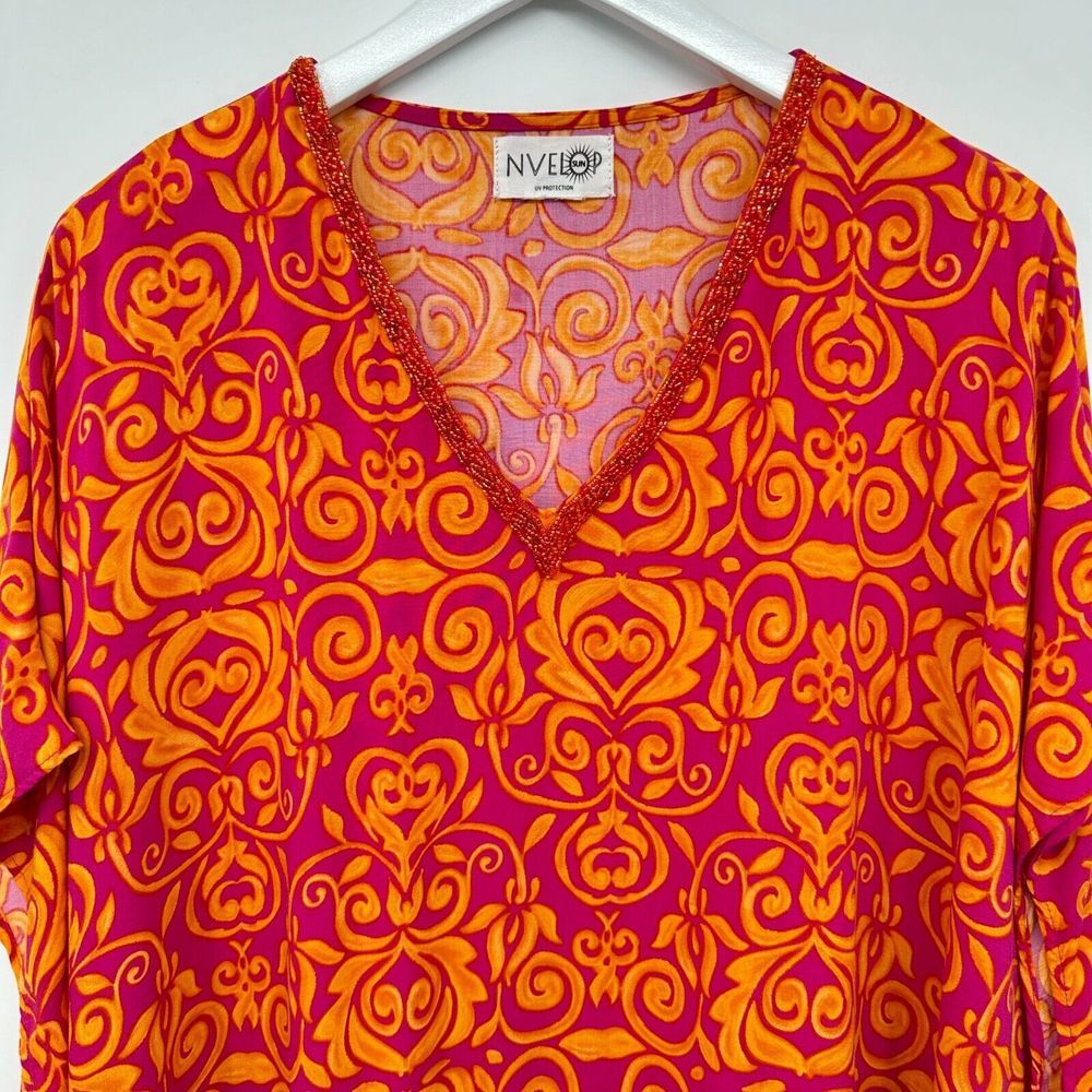 Nvelop‎ Sun Block Cover Up Top One Size 50+ UV Protection Boxy Beaded Beach Swim - Picture 4 of 12